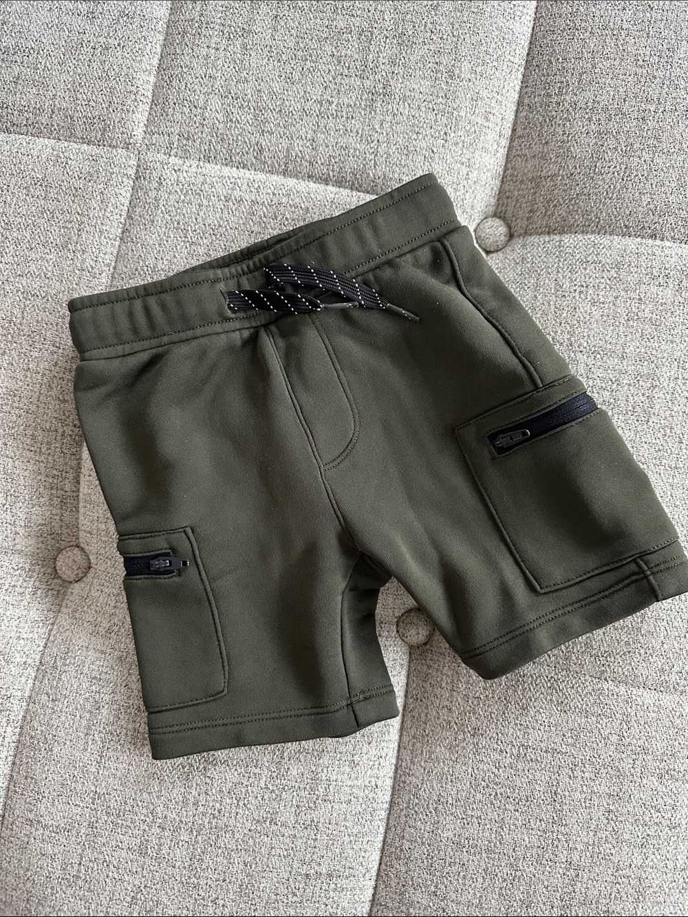 Kids Olive Green Cargo Drawstring Shorts